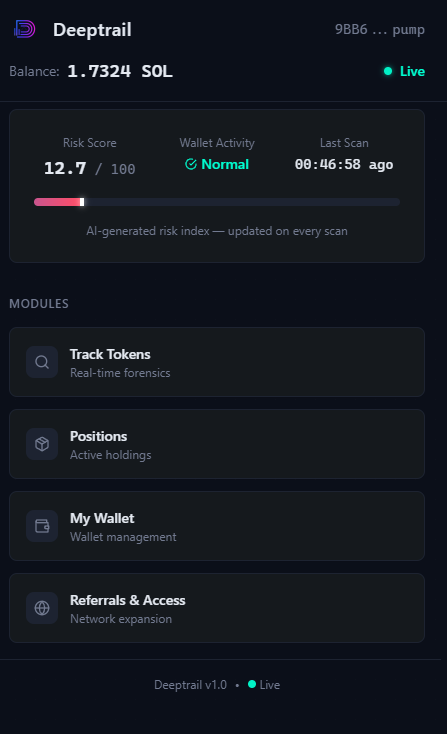 Deeptrail Main Dashboard